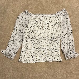 Anthropology White and Black Polka Dot Top